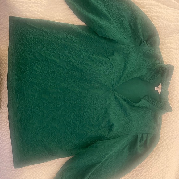 Crown & Ivy - Green Textured Blouse - Picture 2 of 6